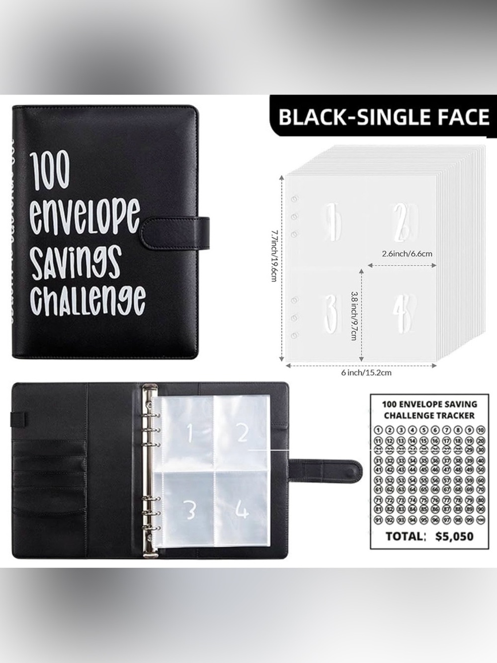 Envelope Savings Challenge Binder - Black
